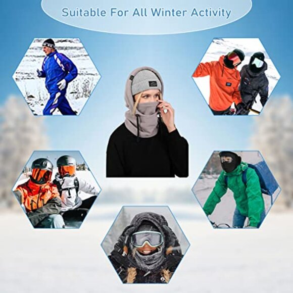 Fleece Balaclava Ski Mask Windproof Winter Face Cover Hooded Neck Warmer main image 2